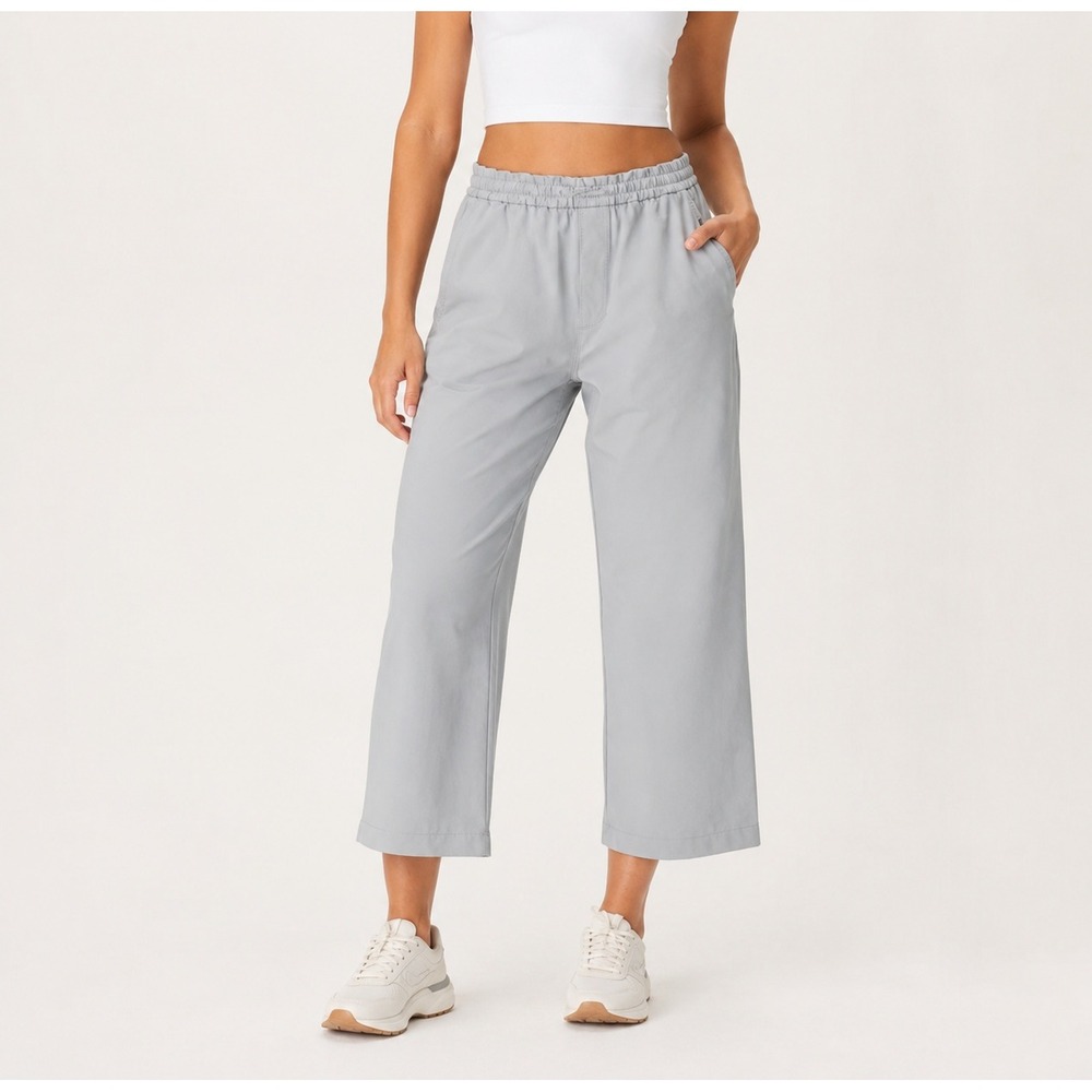 Outdoor Voices RecTrek Cropped Wide Leg Pants Womens XS Gray Stretch Pockets